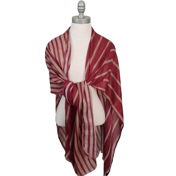 CT845 Red & Tan Striped Shoulder Wrap - Picture 2 of 3